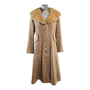 Vintage Women's‎ Tweed Coat Overcoat 60's 70's 100% Wool With Silk Linings USA